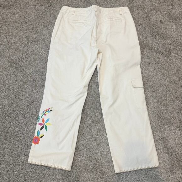 Sigrid Olsen 10 embroidered floral relaxed leg crop Poet pant P 2487 - Picture 10 of 11